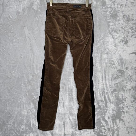 Adriano Goldschmied The Mari Tuxedo Stripe Women 25 R AG Pants Brown Velvet - Picture 2 of 12